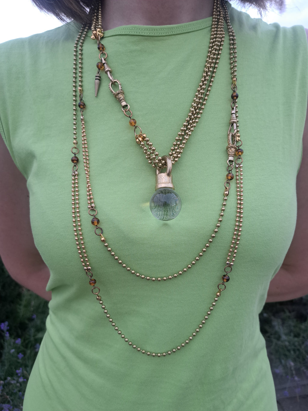 5 Strand Czech Crystal Orb Pendant