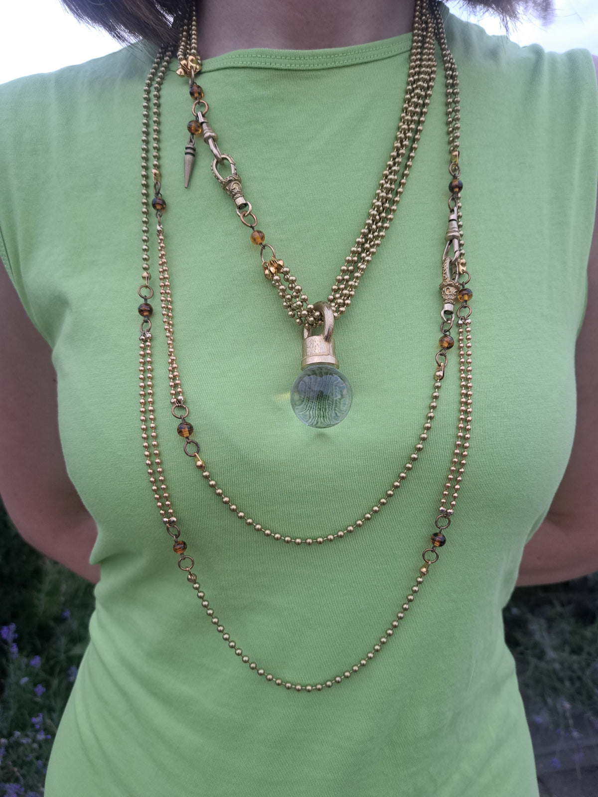5 Strand Czech Crystal Orb Pendant